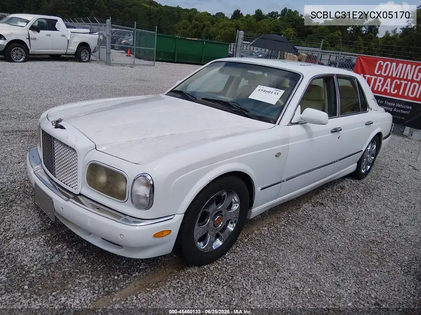 2000 Bentley Arnage VIN: SCBLC31E2YCX05170 Lot: 45460133