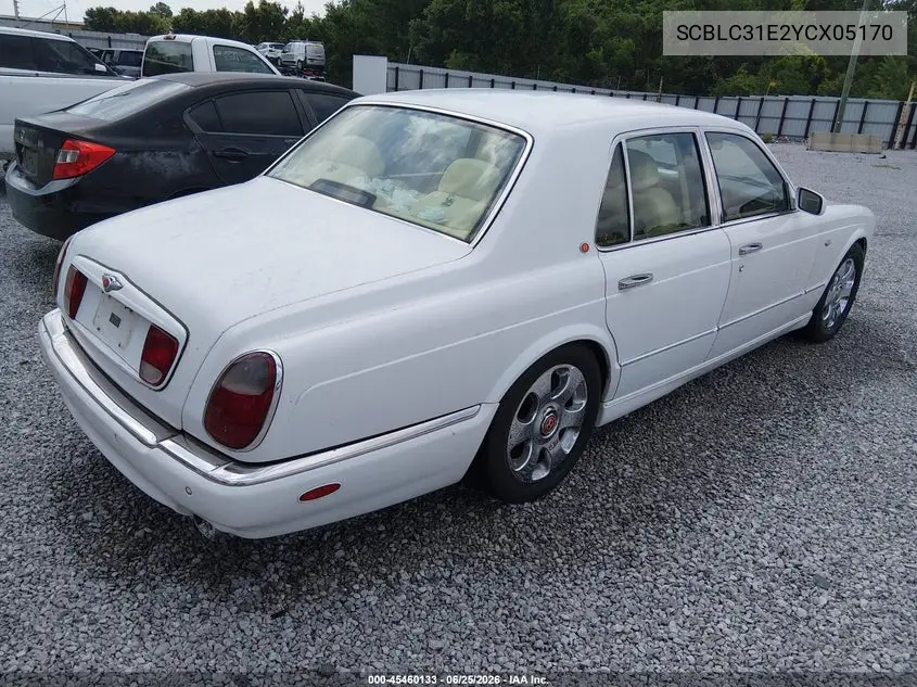 2000 Bentley Arnage VIN: SCBLC31E2YCX05170 Lot: 45460133