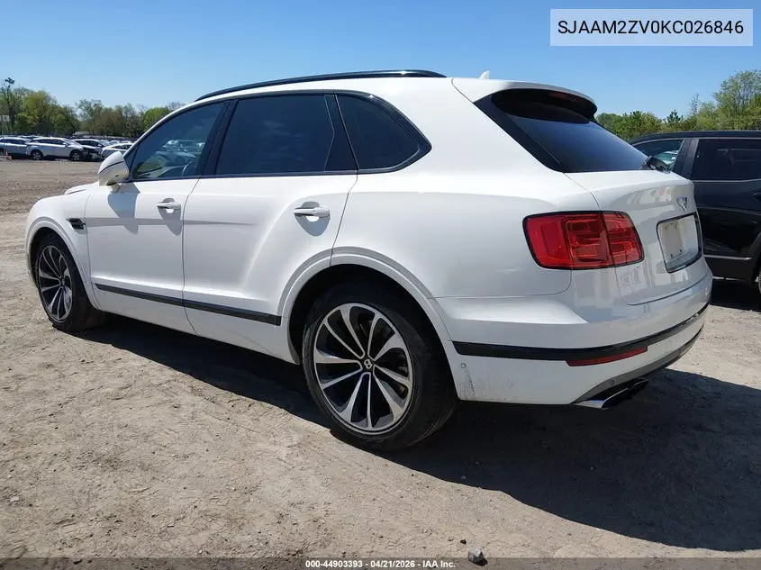 2019 Bentley Bentayga V8 VIN: SJAAM2ZV0KC026846 Lot: 44903393