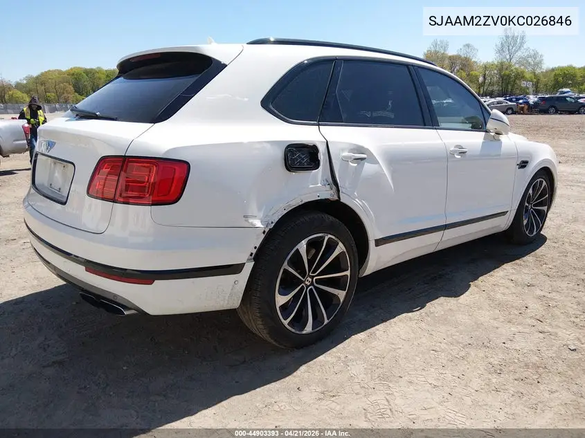 2019 Bentley Bentayga V8 VIN: SJAAM2ZV0KC026846 Lot: 44903393
