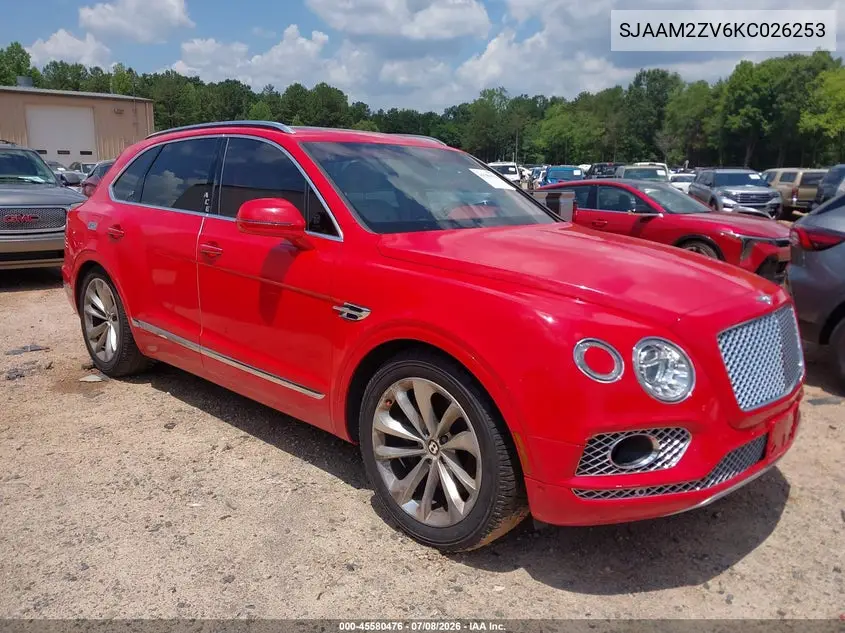 2019 Bentley Bentayga V8 VIN: SJAAM2ZV6KC026253 Lot: 45580476