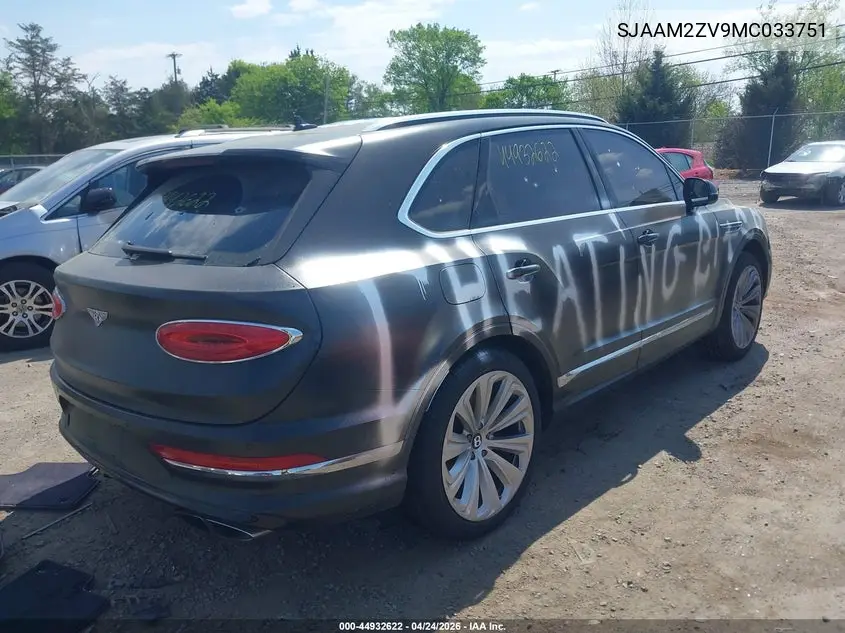 2021 Bentley Bentayga V8 VIN: SJAAM2ZV9MC033751 Lot: 44932622
