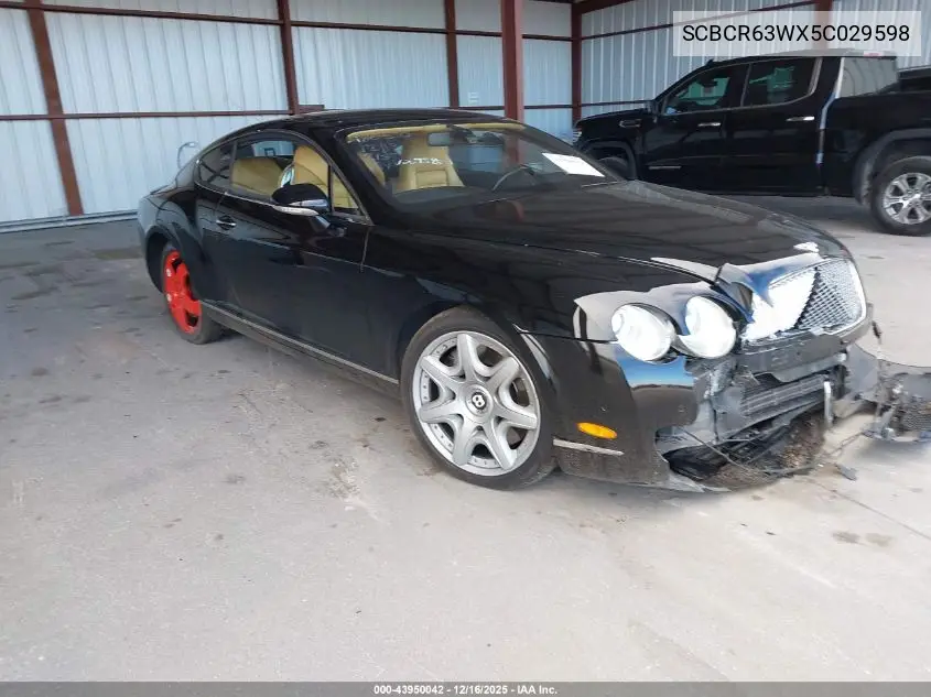 2005 Bentley Continental Gt VIN: SCBCR63WX5C029598 Lot: 43950042