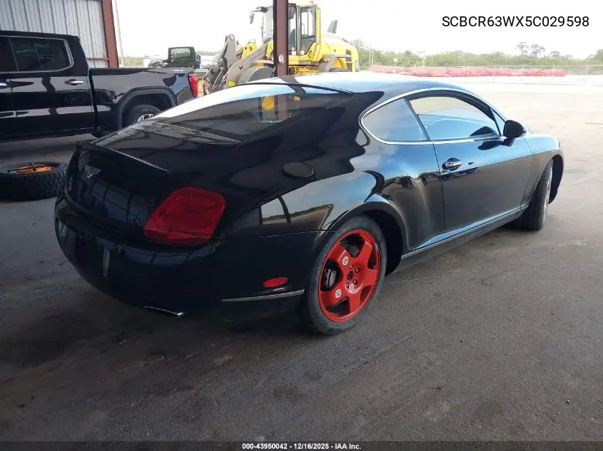 2005 Bentley Continental Gt VIN: SCBCR63WX5C029598 Lot: 43950042