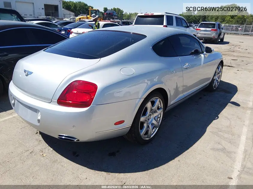 2005 Bentley Continental Gt VIN: SCBCR63W25C027926 Lot: 45252413