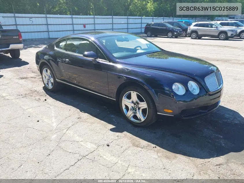 2005 Bentley Continental Gt VIN: SCBCR63W15C025889 Lot: 45364802