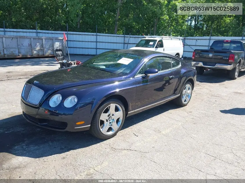 2005 Bentley Continental Gt VIN: SCBCR63W15C025889 Lot: 45364802
