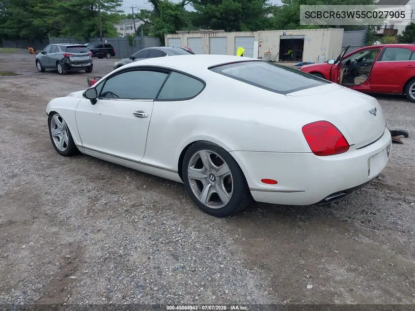 2005 Bentley Continental Gt VIN: SCBCR63W55C027905 Lot: 45565943