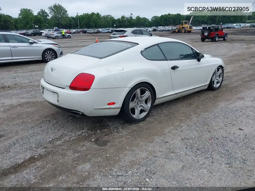 2005 Bentley Continental Gt VIN: SCBCR63W55C027905 Lot: 45565943