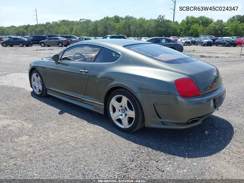 2005 Bentley Continental Gt VIN: SCBCR63W45C024347 Lot: 45624103