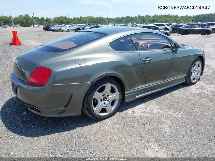 2005 Bentley Continental Gt VIN: SCBCR63W45C024347 Lot: 45624103