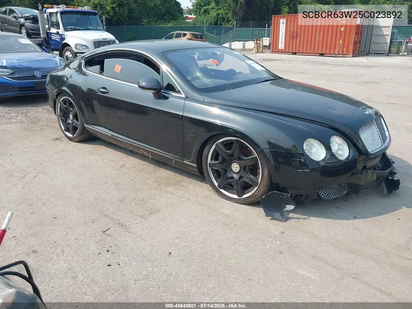 2005 Bentley Continental Gt VIN: SCBCR63W25C023892 Lot: 45640801
