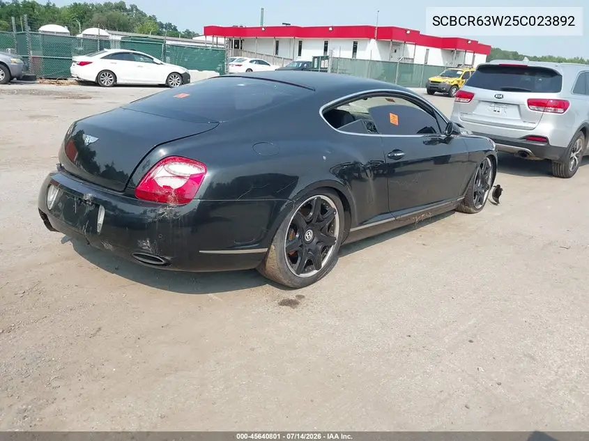 2005 Bentley Continental Gt VIN: SCBCR63W25C023892 Lot: 45640801