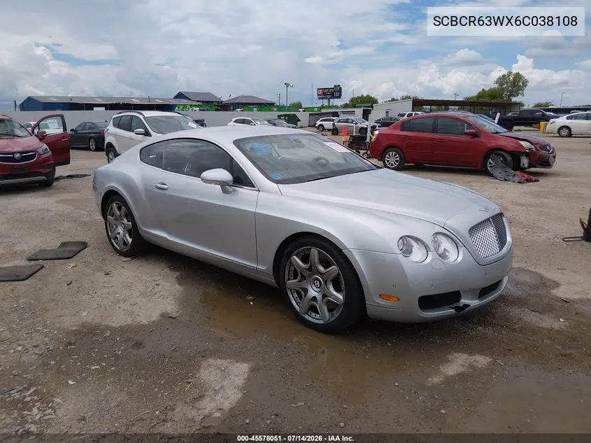 2006 Bentley Continental Gt VIN: SCBCR63WX6C038108 Lot: 45578051