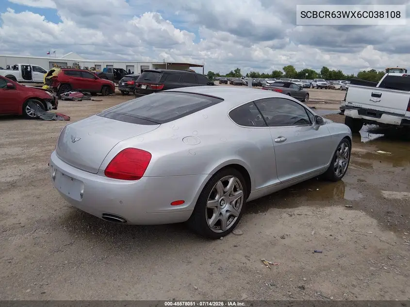 2006 Bentley Continental Gt VIN: SCBCR63WX6C038108 Lot: 45578051
