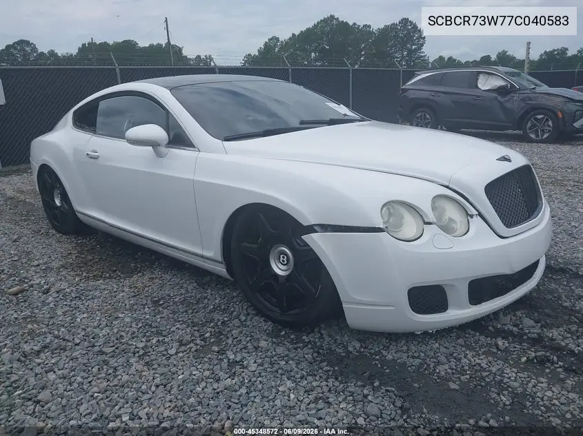 2007 Bentley Continental Gt VIN: SCBCR73W77C040583 Lot: 45348572
