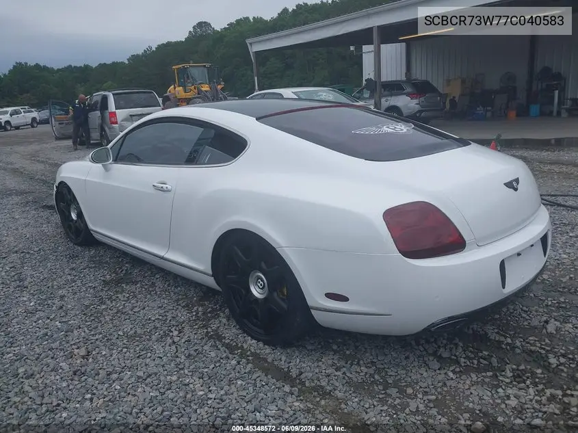 2007 Bentley Continental Gt VIN: SCBCR73W77C040583 Lot: 45348572