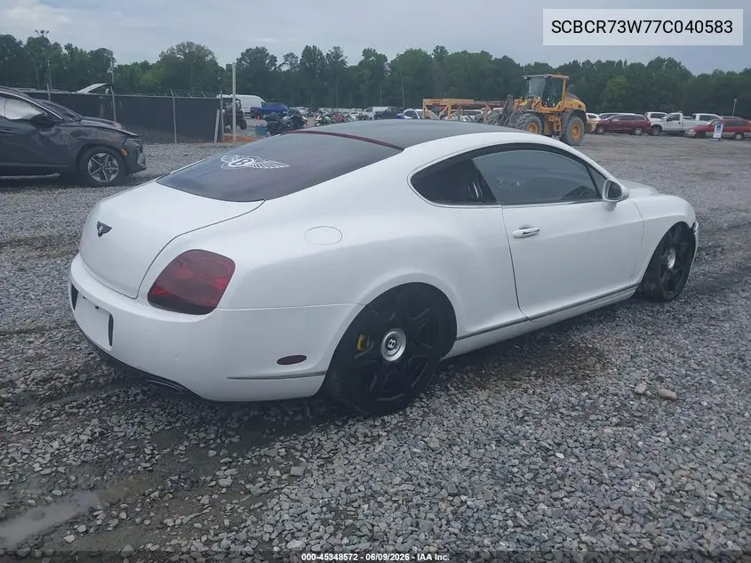 2007 Bentley Continental Gt VIN: SCBCR73W77C040583 Lot: 45348572