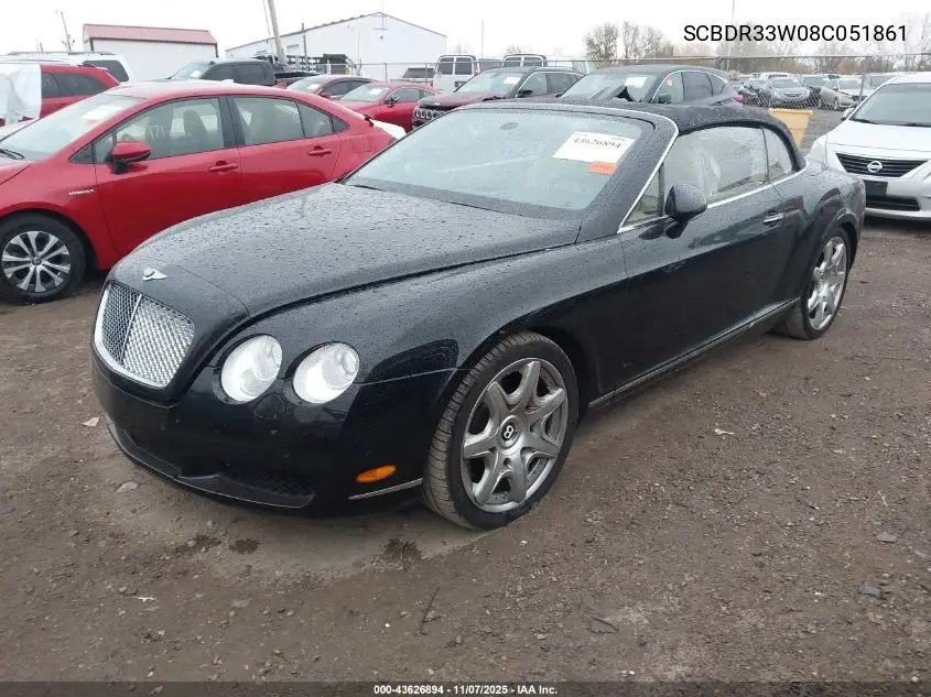 2008 Bentley Continental Gtc VIN: SCBDR33W08C051861 Lot: 43626894