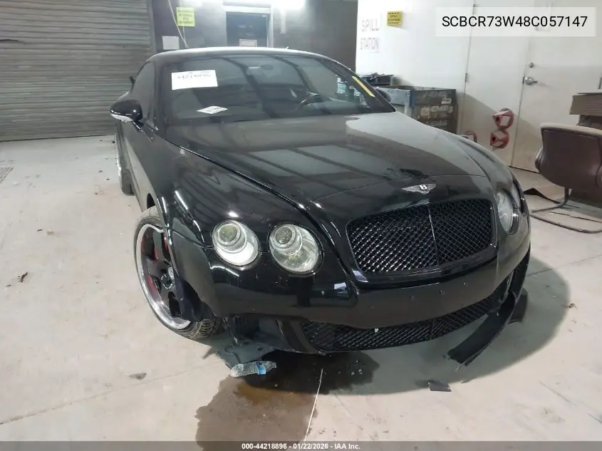 2008 Bentley Continental Gt VIN: SCBCR73W48C057147 Lot: 44218896