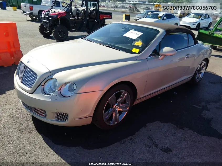 2008 Bentley Continental Gtc VIN: SCBDR33W78C056703 Lot: 45425386
