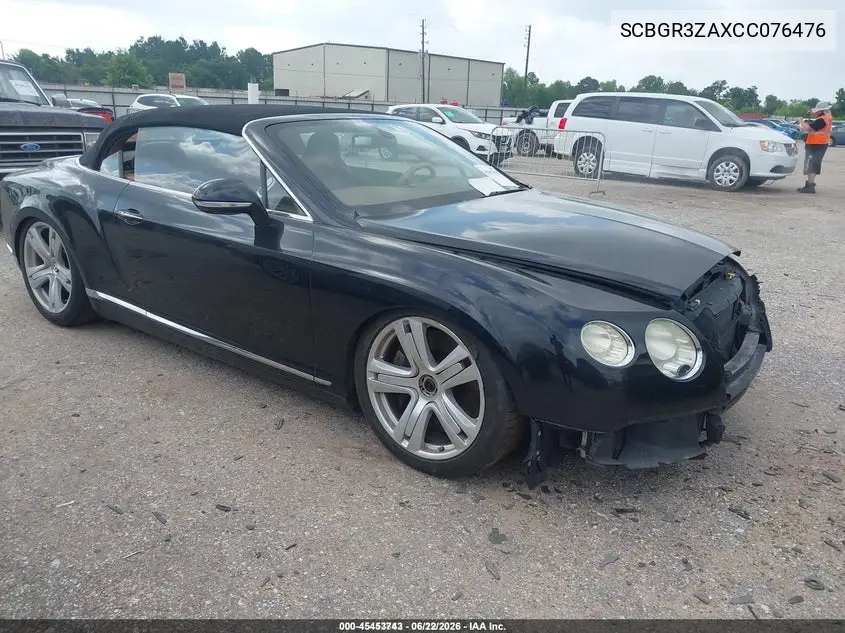 2012 Bentley Continental Gtc VIN: SCBGR3ZAXCC076476 Lot: 45453743