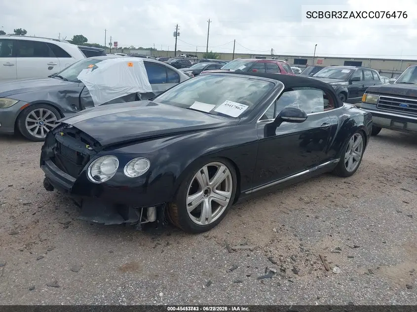 2012 Bentley Continental Gtc VIN: SCBGR3ZAXCC076476 Lot: 45453743