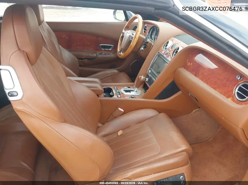 2012 Bentley Continental Gtc VIN: SCBGR3ZAXCC076476 Lot: 45453743