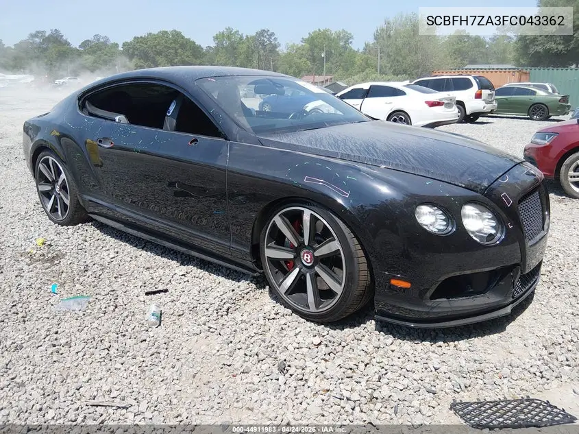2015 Bentley Continental Gt V8 S VIN: SCBFH7ZA3FC043362 Lot: 44911983