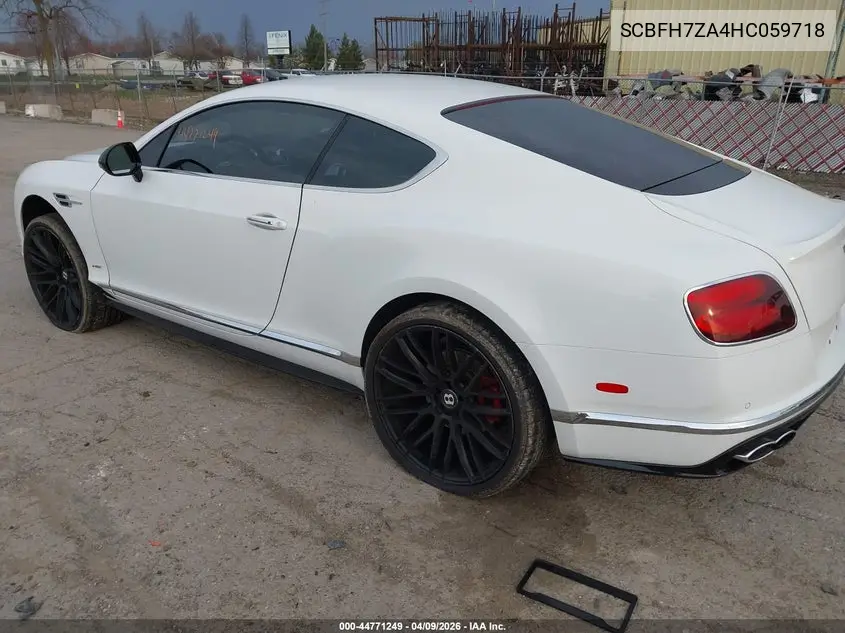 2017 Bentley Continental Gt V8 S VIN: SCBFH7ZA4HC059718 Lot: 44771249