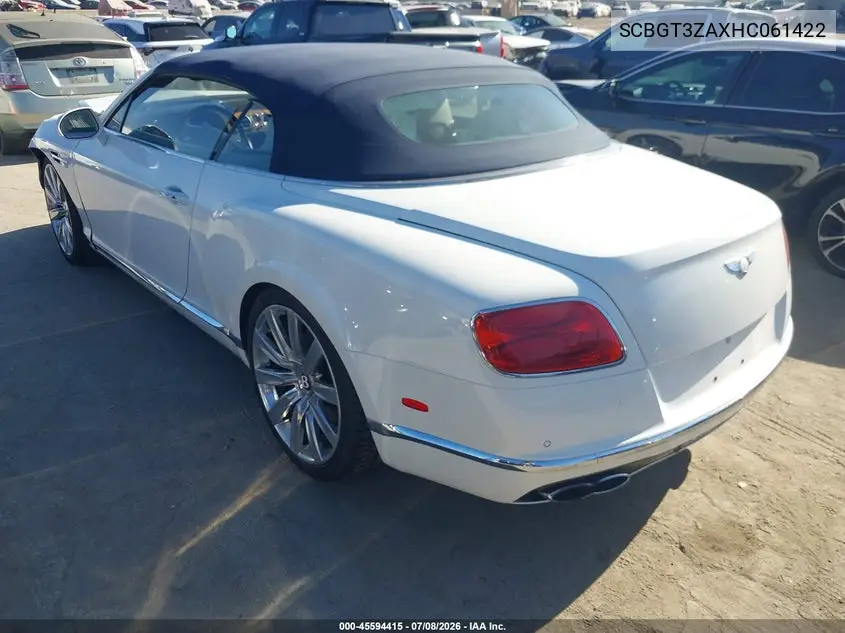 2017 Bentley Continental Gt V8 VIN: SCBGT3ZAXHC061422 Lot: 45594415