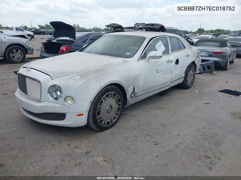 2014 Bentley Mulsanne VIN: SCBBB7ZH7EC018752 Lot: 44702562