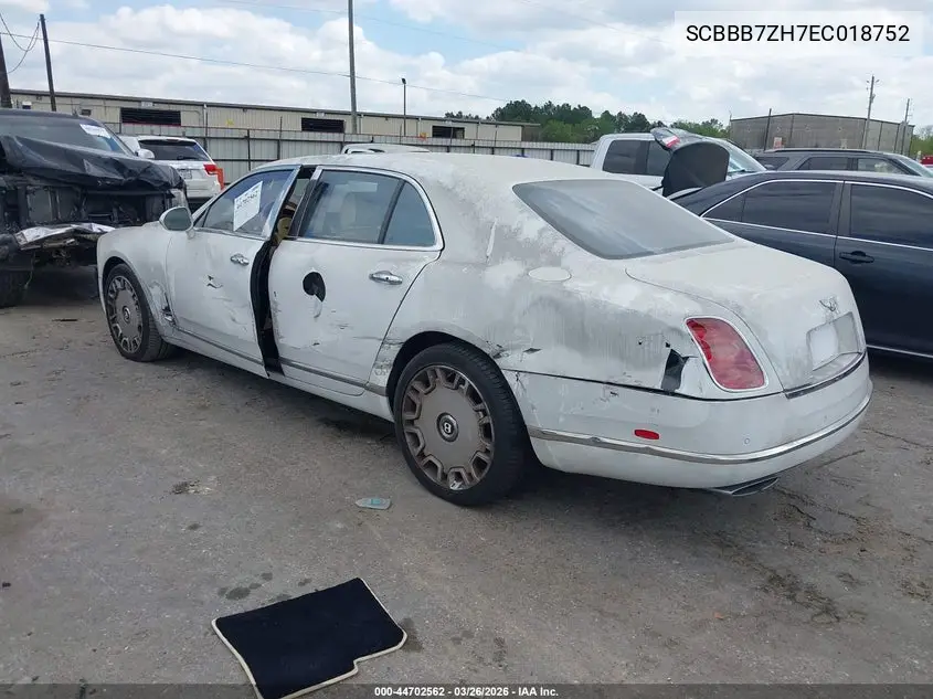 2014 Bentley Mulsanne VIN: SCBBB7ZH7EC018752 Lot: 44702562