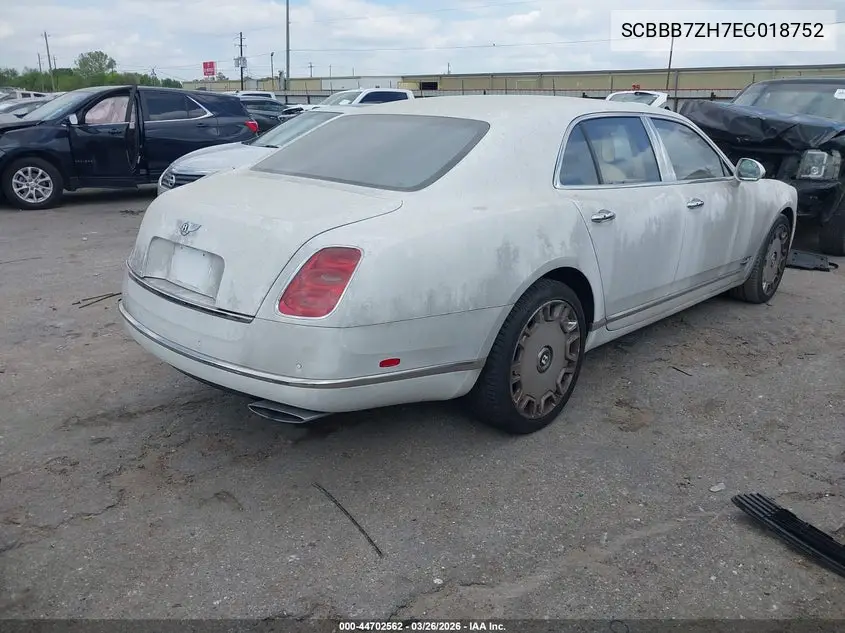 2014 Bentley Mulsanne VIN: SCBBB7ZH7EC018752 Lot: 44702562