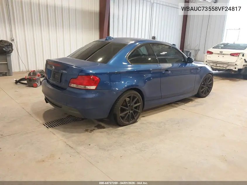 2008 BMW 135I VIN: WBAUC73558VF24817 Lot: 44727288