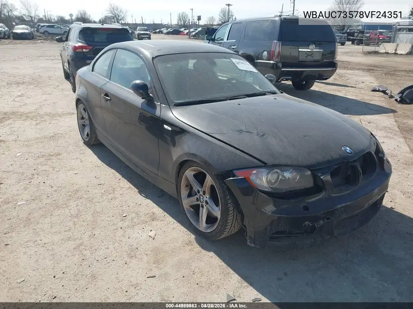 2008 BMW 135I VIN: WBAUC73578VF24351 Lot: 44989863