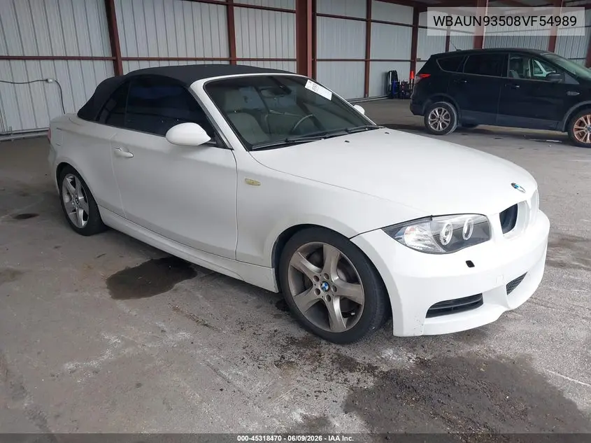 2008 BMW 135I VIN: WBAUN93508VF54989 Lot: 45318470