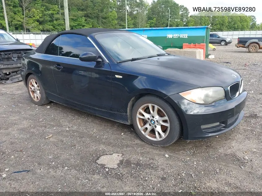 2008 BMW 128I VIN: WBAUL73598VE89280 Lot: 45432667