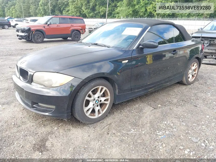 2008 BMW 128I VIN: WBAUL73598VE89280 Lot: 45432667