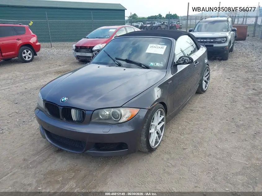 2008 BMW 135I VIN: WBAUN93508VF56077 Lot: 45512149