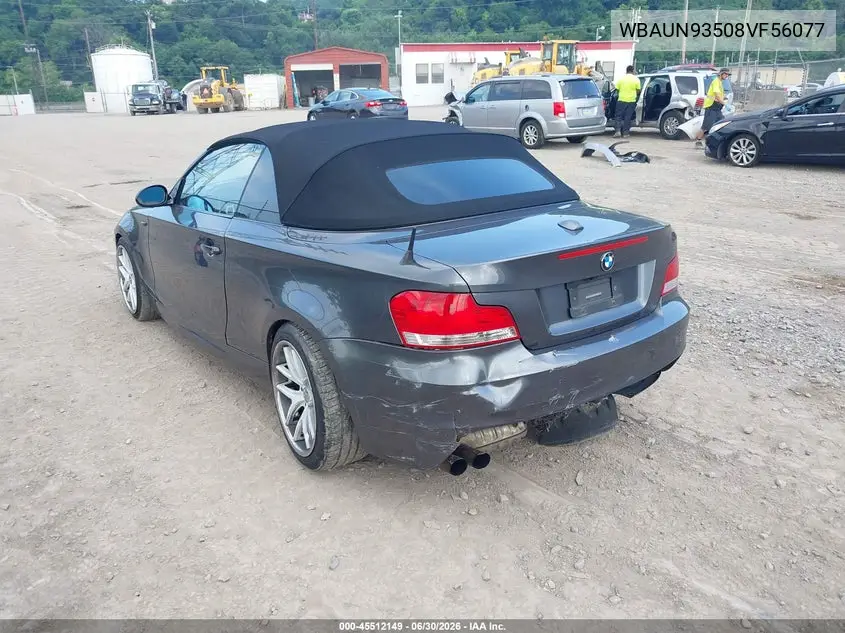 2008 BMW 135I VIN: WBAUN93508VF56077 Lot: 45512149