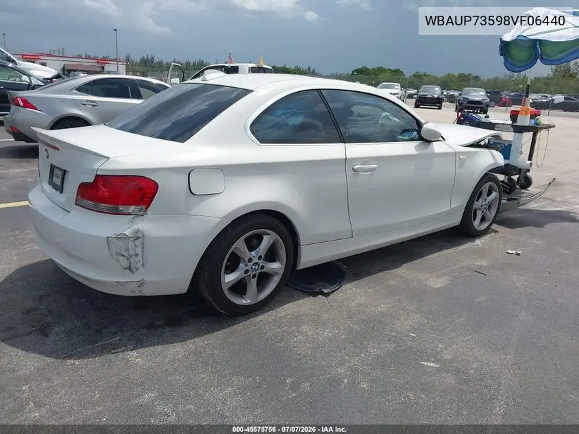 2008 BMW 128I VIN: WBAUP73598VF06440 Lot: 45575756