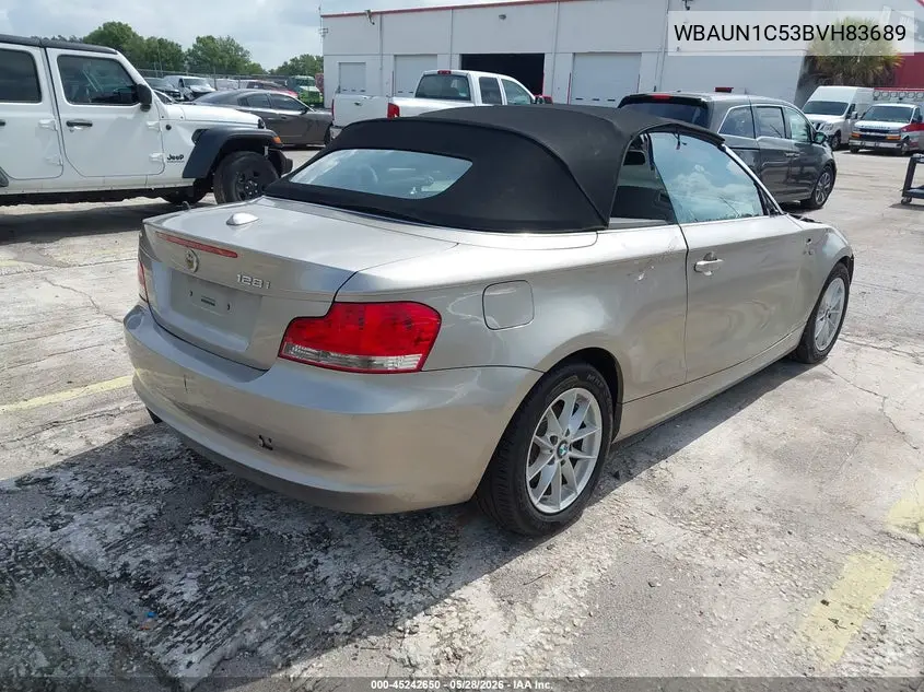 2011 BMW 128I VIN: WBAUN1C53BVH83689 Lot: 45242650