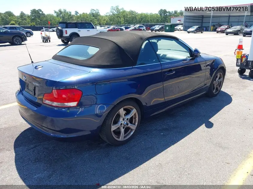 2011 BMW 128I VIN: WBAUL7C53BVM79218 Lot: 45256733