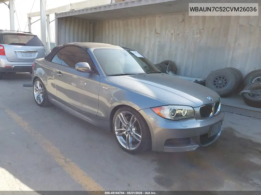 2012 BMW 135I VIN: WBAUN7C52CVM26036 Lot: 45184704