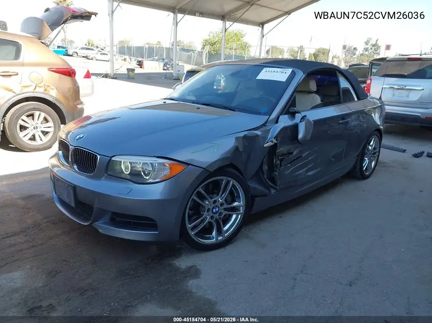 2012 BMW 135I VIN: WBAUN7C52CVM26036 Lot: 45184704