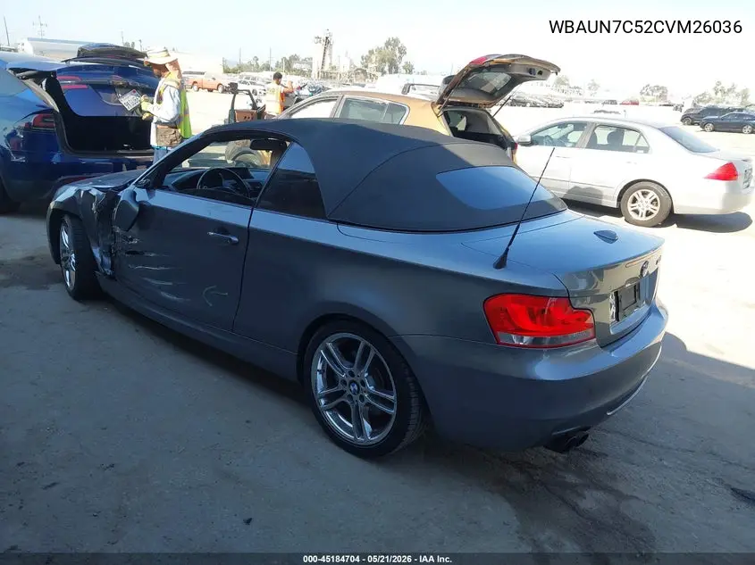 2012 BMW 135I VIN: WBAUN7C52CVM26036 Lot: 45184704