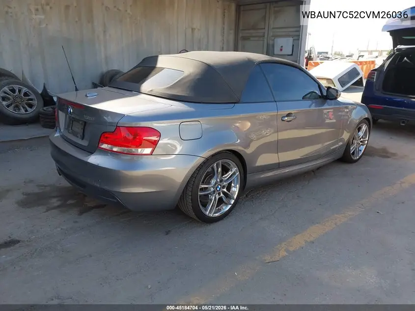 2012 BMW 135I VIN: WBAUN7C52CVM26036 Lot: 45184704