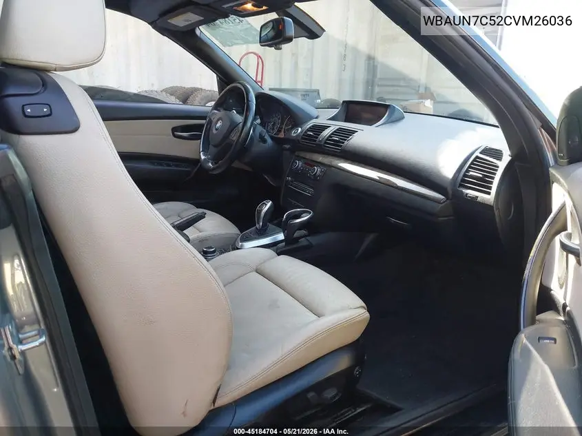 2012 BMW 135I VIN: WBAUN7C52CVM26036 Lot: 45184704