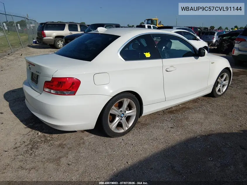 2012 BMW 128I VIN: WBAUP9C57CVL91144 Lot: 45519003